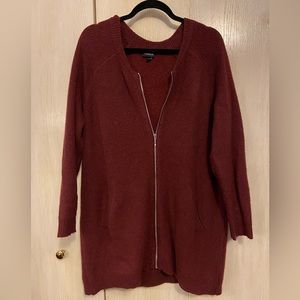 Torrid Zip-Up Burgundy Cardigan - size 1 (14/16)